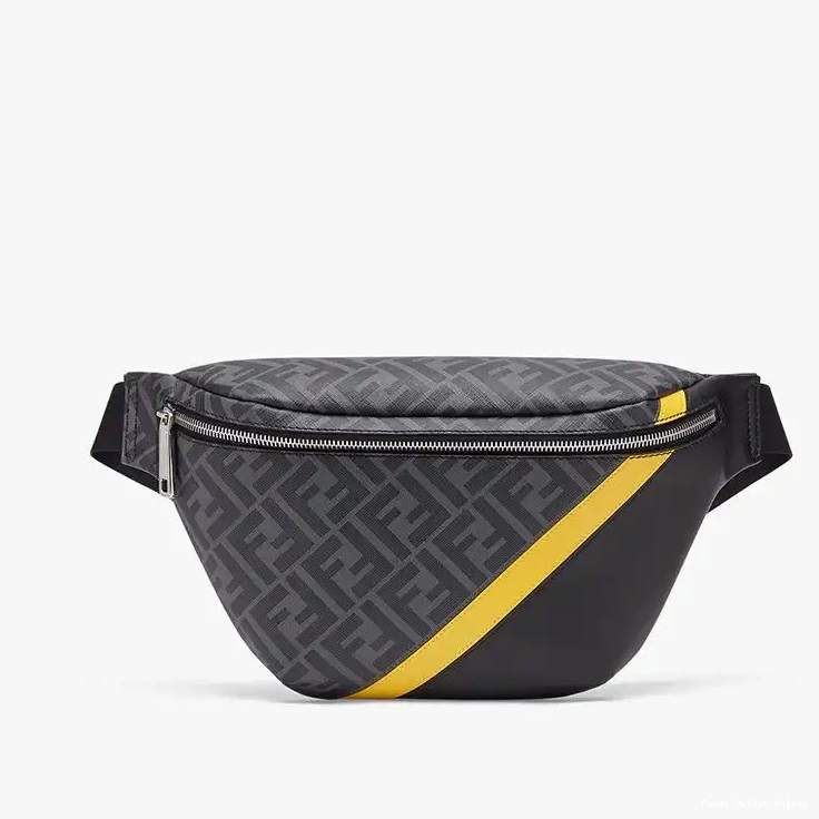 Affordable Motif In Yellow Black Bag FF Belt Fendi Fabric 0623